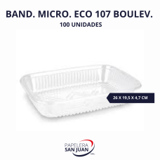 BANDEJA 107 PP ECONOMICA MICROONDAS PLASTICOS BOULEVARES (189X264 MM ALTURA 50 MM) X 100 UNID