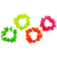 PULSERA DOBLE DE FLORES FLUO COLORES SURTIDOS X 12 PARES