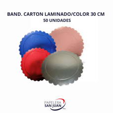 PLATO CARTON FLOR LAMINADO/COLOR DIAMETRO 30 CM X 50 UNID