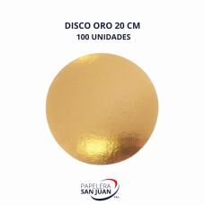 DISCO CARTON DORADO DIAMETRO 20 CM X 100 UNID