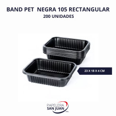 BANDEJA 105 PET NEGRA RECTANGULAR CELPACK (230X180 MM ALTURA 40 MM) X 200 UNID