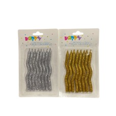 VELA CURVA METALIZADA X 6