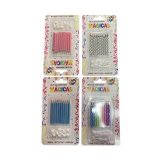 VELA TORNEADA BICOLOR MAGICA C/ BASE X 10