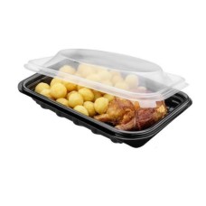 BANDEJA PP CON TAPA (1/2 COSTILLA/SUSHI) BASE 255X180 MM H 55 MM X 200 UNID
