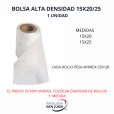 BOLSA ALTA DENSIDAD ROLLO 15X20/15X25