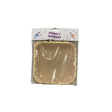 PLATOS POLIPAPEL CUADRADO ONDA KRAFT X 8