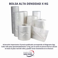 BOLSA ALTA DENSIDAD ROLLO PRECIO X KG (1 ROLLO PESA APROX 1.5 KG)