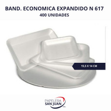 BANDEJA EXPANDIDO ECONOMICA N617 140X155 MM X 400 UNID