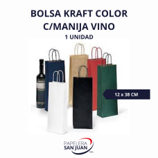 BOLSA KRAFT COLOR C/MANIJA P/VINO(12X38) X 10 UNID