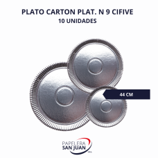 PLATO CARTON PLATEADO N 9 DIAMETRO 41 CM X 10 UNID