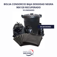 BOLSA CONSORCIO 90X120 NEGRA BAJA DENSIDAD (45 MICRONES) X 10 UNID