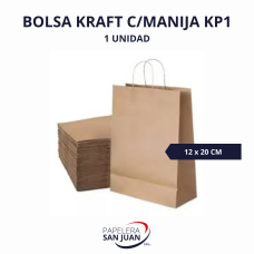 BOLSA KRAFT C/MANIJA 12X20 KP1 X 10 UNID