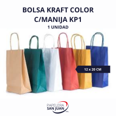 BOLSA KRAFT COLOR C/MANIJA KP1(12X20) X 10 UNID