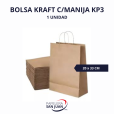 BOLSA KRAFT C/MANIJA 20X33 KP3 X 10 UNID