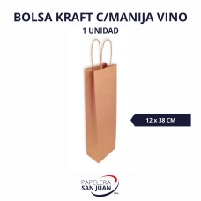 BOLSA KRAFT C/MANIJA 12X38 P/VINO X 10 UNID