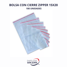 BOLSA CON CIERRE ZIPPER 15X20 X 100 UNID