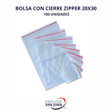 BOLSA CON CIERRE ZIPPER 20X30X 100 UNID