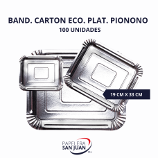 BANDEJA CARTON PLATEADA PIONONO 190X330 MM DELCAPACK X 100 UNID