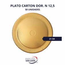 PLATO CARTON DORADO N 12,5 DIAMETRO 21 CM X 50 UNID