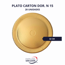 PLATO CARTON DORADO N 15 DIAMETRO 32 CM X 20 UNID