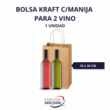 BOLSA KRAFT C/MANIJA 16X36 P/2 VINOS X 10 UNID