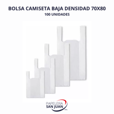 BOLSA CAMISETA BAJA DENSIDAD 70X80 X 100 UNID