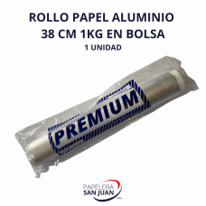 ROLLO PAPEL ALUMINIO ALPAC 38 CM X 1KG X 18 MICRONES ART 50 CON BOLSA