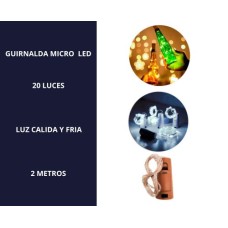 GUIRNALDA MICROLED ALAMBRE CORCHO 20 LUCES 2 MTS X 1 UNID