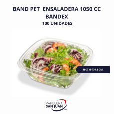 BANDEJA ENSALADERA PET BANDEX 445 1050 CC (BASE 190X190 MM H 65 MM) X 600 UNID