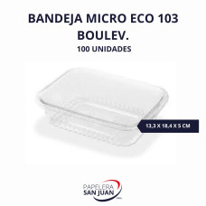 BANDEJA 103 PP ECONOMICA MICROONDAS PLASTICOS BOULEVARES (133X171 MM ALTURA 42 MM) X 100 UNID