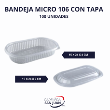 BANDEJA 106 PP MICROONDAS (C/TAPA A) X 100 UNID
