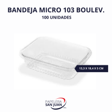 BANDEJA 103 PP REFORZADA MICROONDAS PLASTICOS BOULEVARES (133X184 MM ALTURA 48.5 MM) X 100 UNID