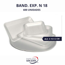 BANDEJA EXPANDIDO N18 205X150 MM ALTURA 20 MM X 600 UNID