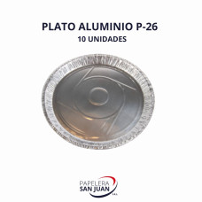 PLATO ALUMINIO DIAMETRO 26 CM X 10 UNID
