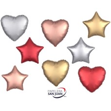 GLOBO METALIZADO OVNI BALLOONS ESTRELLA/CORAZON 46CM X 1 UNID