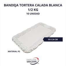 BANDEJA TORTERAS CALADAS 1/2 KG (19X24) X 10 UNID