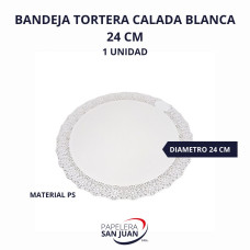 BANDEJA TORTERAS CALADAS REDONDA 24 CM X 10 UNID