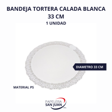BANDEJA TORTERAS CALADAS REDONDA 33 CM X 10 UNID