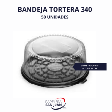 BANDEJA TORTERA CELPACK 340 (DIAMETRO 26 CM  ALTURA 10 CM) X 50 UNID