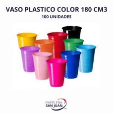VASO PLASTICO 180 CM3 COLOR X 100