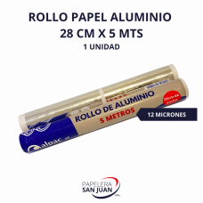 ROLLO PAPEL ALUMINIO ALPAC 28 CM X 5 MTS X 10 MICRONES