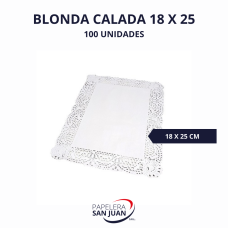 BLONDAS CALADAS BLANCAS 18X25 CM X 100 UNID