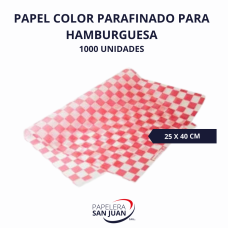 PAPEL HAMBURGUESA SEDA PARAF.COLOR X 1000 UNID